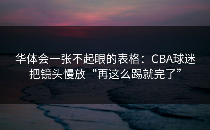 华体会一张不起眼的表格：CBA球迷把镜头慢放“再这么踢就完了”