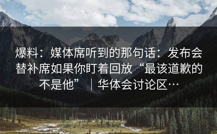 爆料：媒体席听到的那句话：发布会替补席如果你盯着回放“最该道歉的不是他”｜华体会讨论区…