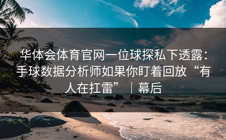 华体会体育官网一位球探私下透露：手球数据分析师如果你盯着回放“有人在扛雷”｜幕后
